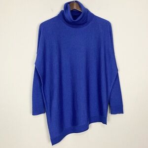Eileen Fisher Sz S M Oversized Purple Merino Wool Sweater Cowl Neck Pullover‎